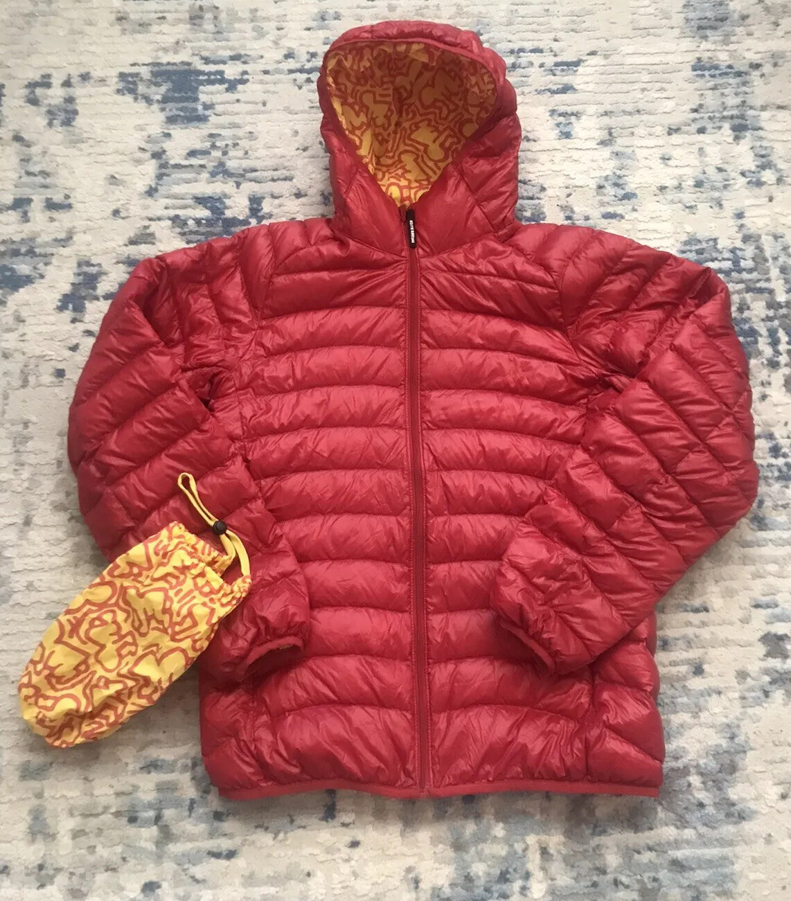 Keith Haring Puffer Jacket UNIQLO SPRZ NY MoMa  Ultra Light Down Red Size small