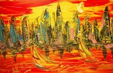 NEW LANDSCAPE ABSTRACT ARTWORK DECO canvas painting  Original Oil Pef42