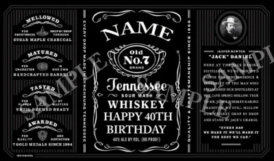 PERSONALISED JACK DANIELS WHISKEY BOTTLE LABEL ANY OCCASION - JD CUSTOM WHISKY