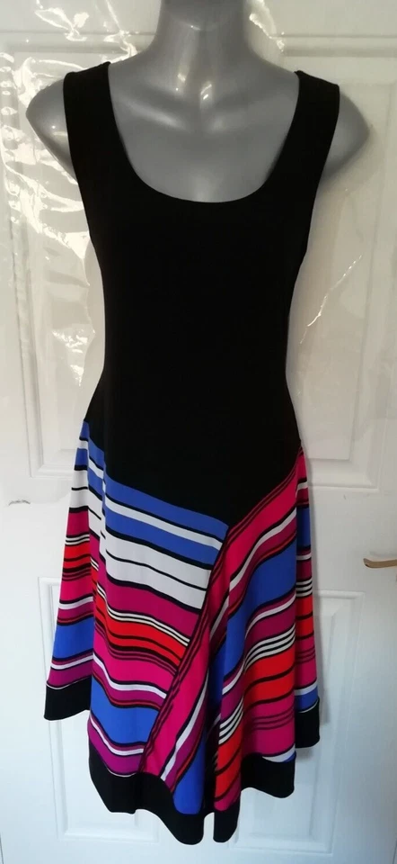 Coco Bianco Size M Black Blue Pink Red Lagenlook Stretchy Asymmetrical Dress - Image 2 of 4