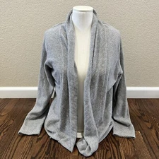 InCashmere Drape Front Open Cardigan Gray Women’s Size Large $219 100% Cashmere