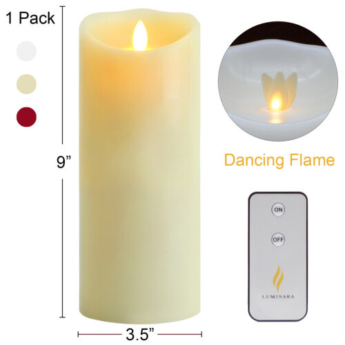 Luminara Dancing Wick Pillar Led Candles Battery Operated for Church Set of 2 - Picture 1 of 9