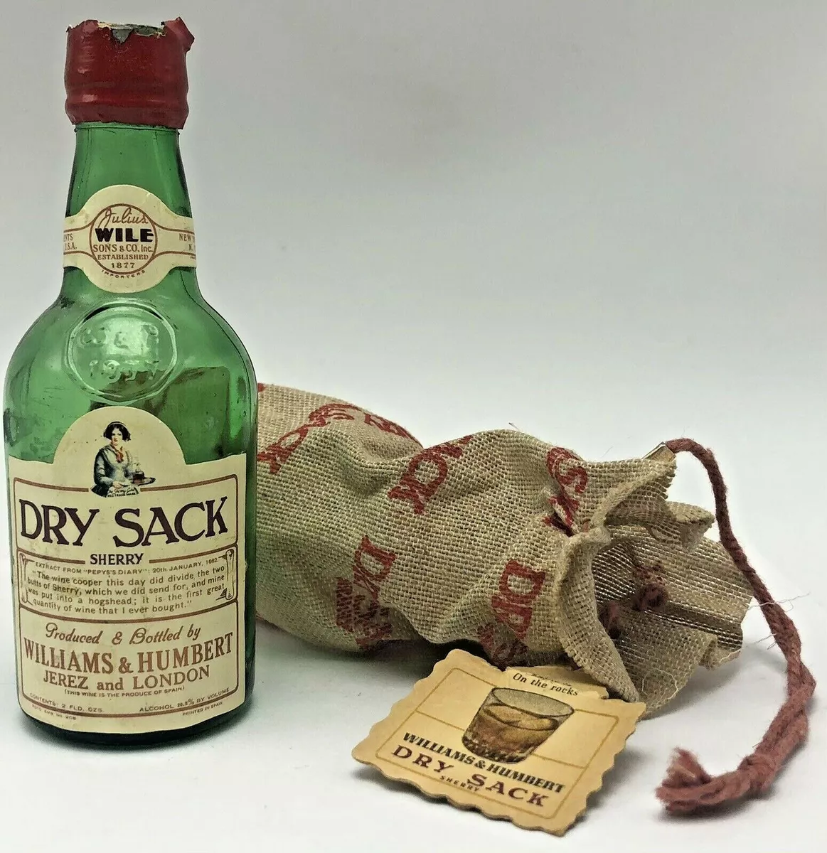 Vintage Dry Sack Sherry Williams u0026 Humbert Miniature Bottle Spain Empty |  eBay