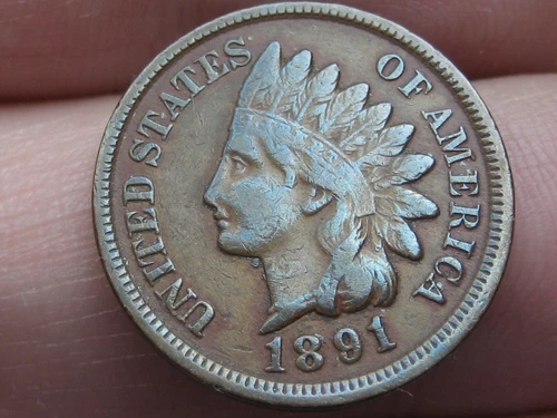 1891 Indian Head Cent Penny- VF/XF Details