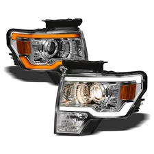 Topline For 09-14 F150 Switchback Sequential LED Bar Projector Headlights Chrome