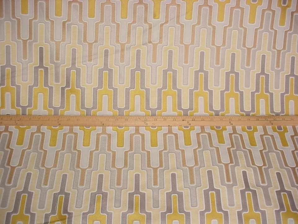 1Y Kravet 33790 Paquin Maize Imperial Yellow Bargello Brocade Upholstery Fabric - Image 3 of 3