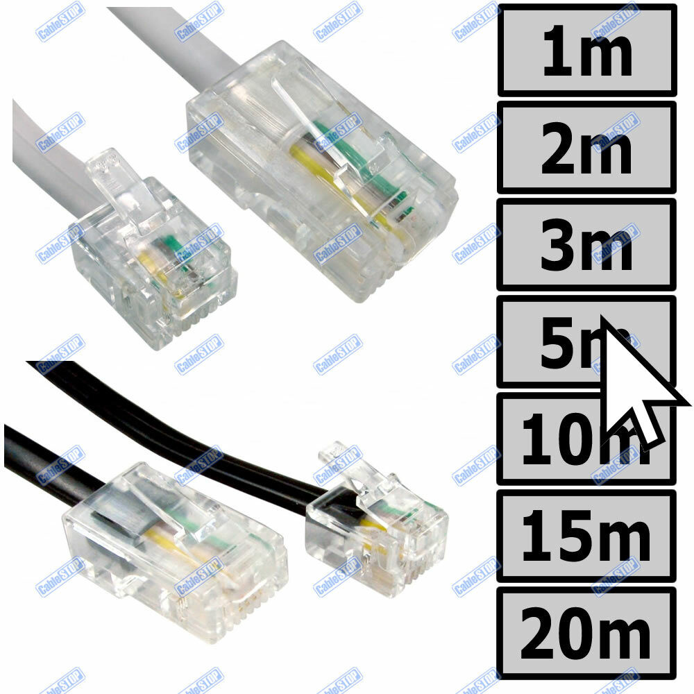 RJ11 to RJ45 CABLE ROUTER to ADSL 1m, 2m, 3m, 5m, 10m, 15m, 20m ...