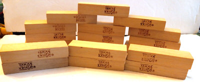 HASBRO JENGA 18 SOLID WOOD BLOCKS ONLY 1'' X 3'' X 1/2'' PREOWNED LOOSE GAME PIECES