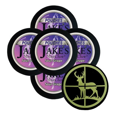Jake's Mint Herbal Chew Sour Grape Pouches 5 Cans & DC Crafts Can Cover