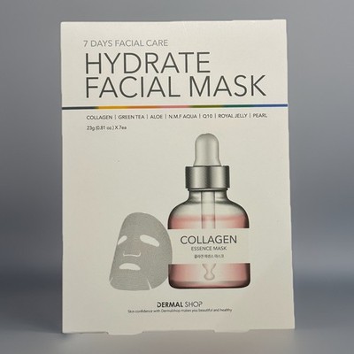 Dermal Shop 7 Days Hydrate Facial Mask Set (7) Collagen Aloe Q10 Green Tea
