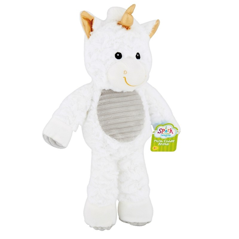 SPARK Cuddle Plush UNICORN Rattles/Crinkly 13" WHITE Age 0+ ~ New with Tags