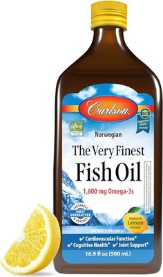 Carlson - The Very Finest Fish Oil, 1600 mg Omega-3s, Lemon, 16.9 Fl Oz