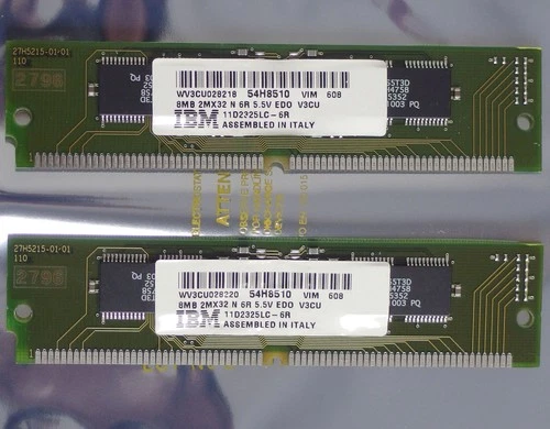 Set 2x IBM 54H8510 11D2325LC-6R 8MB 16MB kit 60ns 72-pin SIMM EDO RAM