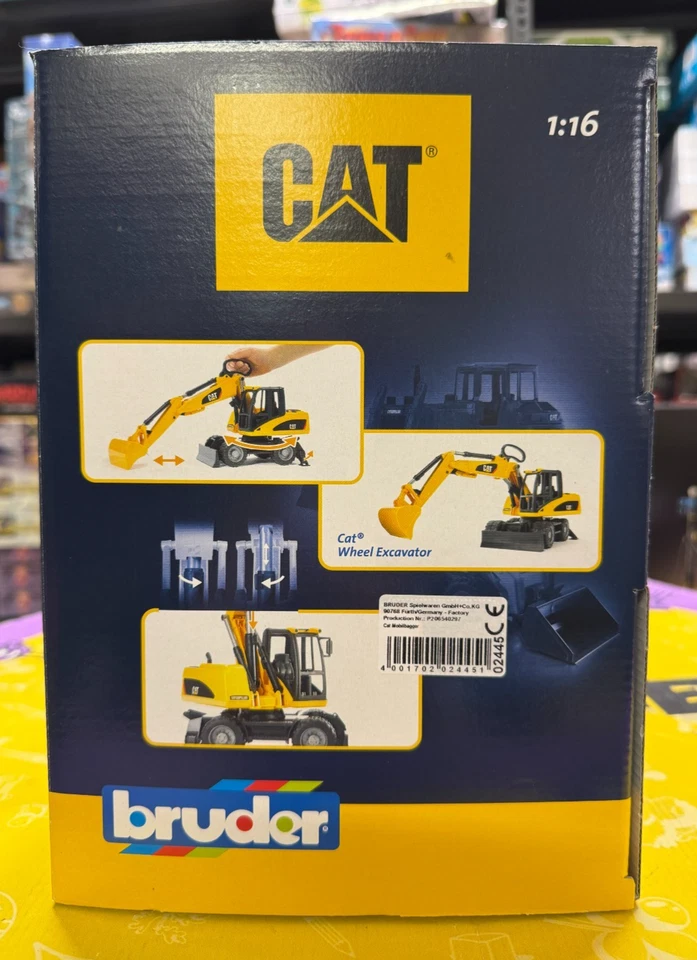 BRUDER 02445 - scala 1:16 - ESCAVATORE MOBILE CAT GIALLO - SIGILLATO - NUOVO - Immagine 4 di 4
