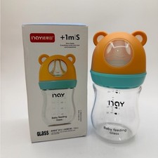 Glass Baby Bottle INAY- Cute Bear Head Design - 160ml - 1 Month / Size S Nipple
