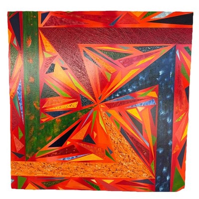 Roly Fernandez Original Signed Oil on Canvas Geometric Abstract Painting 36x36