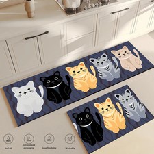 Cat Long Non-slip Kitchen Rugs Bedroom Decorative Rug, Kitchen Mat Living Room