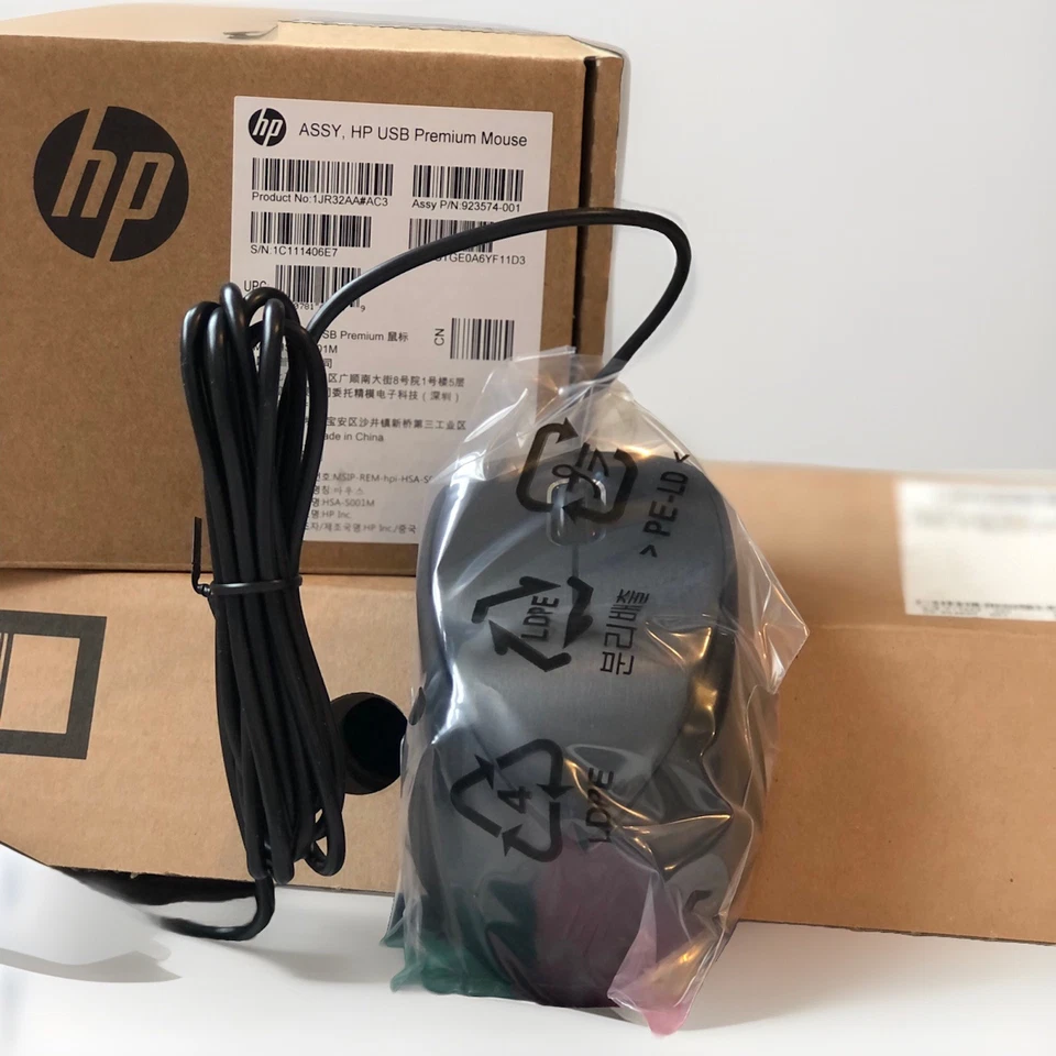HP USB Wired Mouse Black Sealed Box Computer Laptop PC 1JR32AA - Image 3 of 3