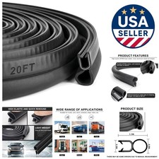 Car Trim Seal with Top Bulb -20 Feet Car Door Rubber Seal Strip, Fits 1/16" Edge