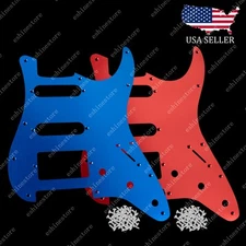 11-Hole HSS Aluminum Pickguard Scratch Plate for ST Strat Guitar - Red/Blue