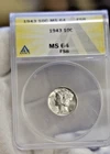 1943 US Mercury Dime 10c ANACS MS64 FSB