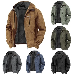 Mens Winter Casual Padded Jacket Warm Hooded Soft Comfort Coat Thick Jacket Tops