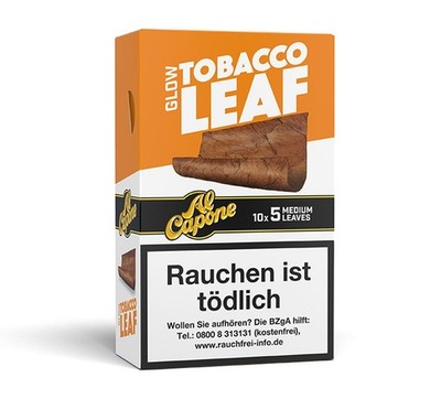 Al Capone Tobacco Leaf Glow Tabakblätter 10 Packungen á 5 Stück zu 3,60/36,00
