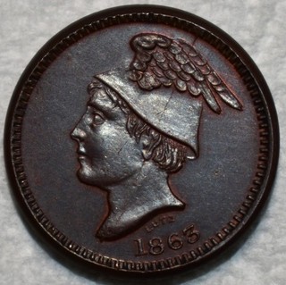 Uncirculated 1863 P. Lochary/Mercury Civil War Token Morristown OH 565A 2a R 5