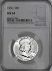 1956-P  50C FRANKLIN SILVER HALF DOLLAR  "PHILADELPHIA"  NGC MS64  #8344591-062