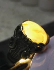 Sterling silver ring with reddish-white crystal Yemeni agate,Light-Transmitting