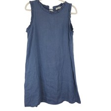 Blu Orchid Made in Italy Blue Sleeveless Dress Women's Small 100% Linen