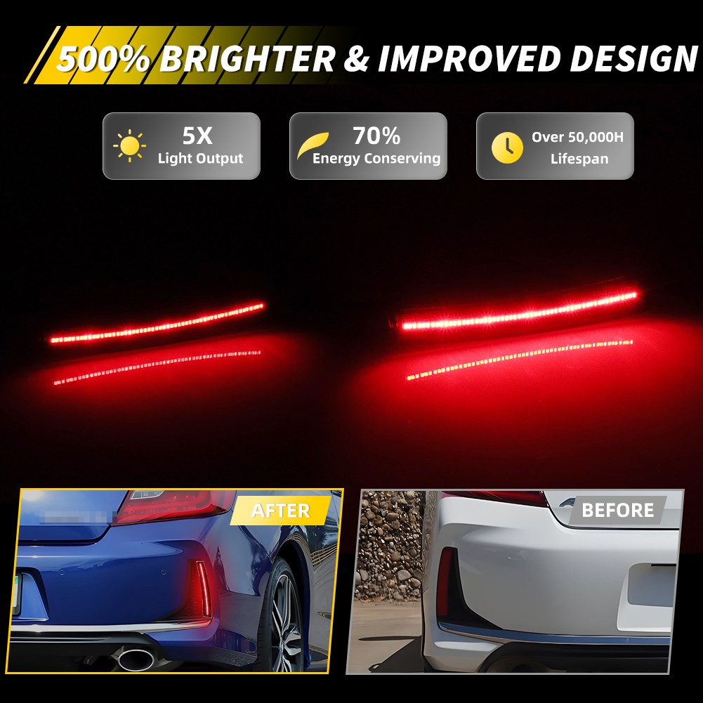 Smoke LED Tail Brake Bumper Reflector Light For 2016-2017 Honda Accord Coupe 2DR