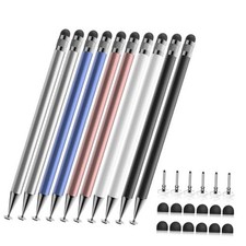 Stylus 10 Pcs ,2-in-1 Stylus Pen for Touch Silver/Blue/Pink Gold/White/Black