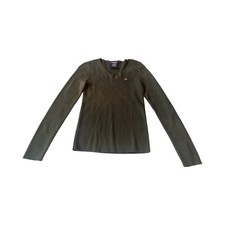 Polo Jeans Co Ralph Lauren Womens Ribbed V-Neck Sweater Olive Green Medium