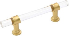 10 Pack 5 Inch Kitchen Cabinet Handles Gold Drawer Pulls Crystal Acrylic with Br