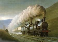 1887 CREWE BUILT PRECEDENT 2-4-0 LOCO & TRAIN AT DILLICAR MOUNTED RAIWAY PRINT