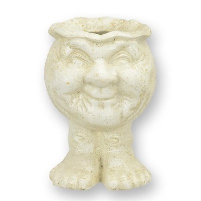 6 Inches A CAST IRON FACE PLANTER. Garden Decor.