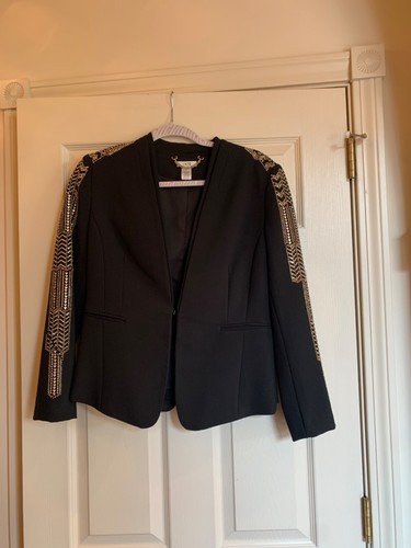 NWOT Cache Black Embellished Lined Blazer sz 8