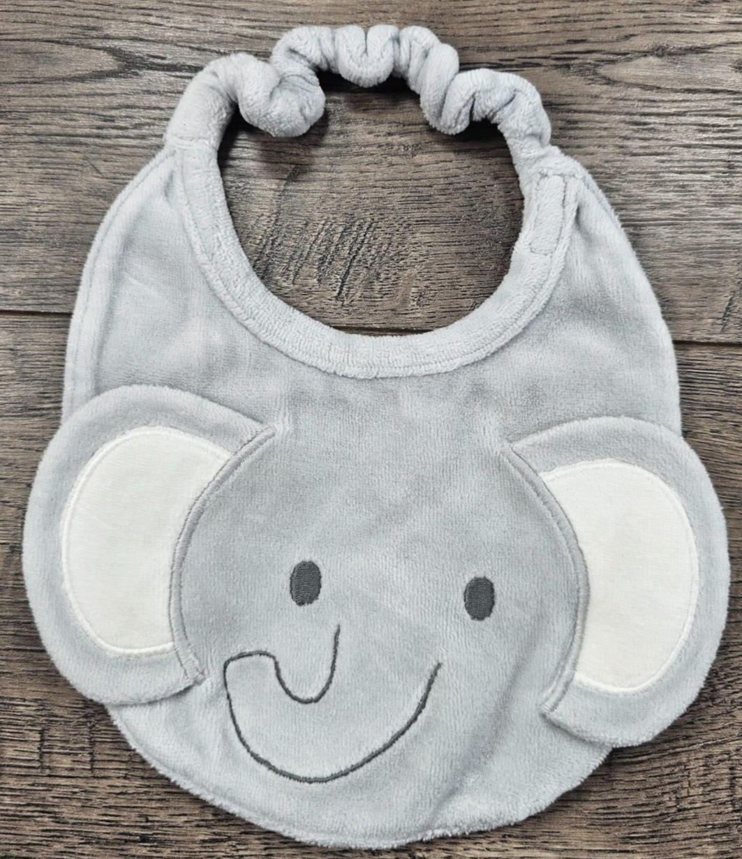 Baby Boy Gymboree Gray Animal Friends Elephant Baby Bib