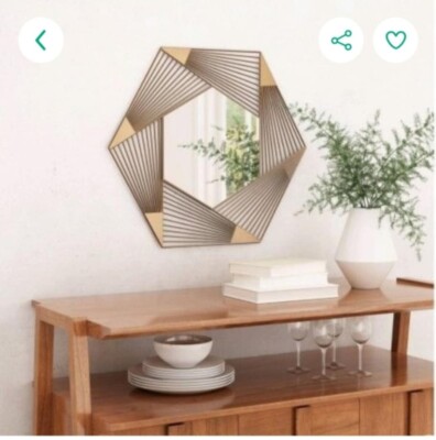    Facet Hexagonal Decorative Wall Mirror Gold - ZM Home