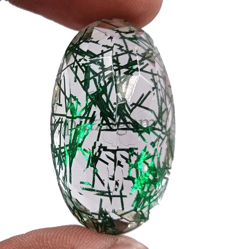 Oval Cut 64.10 Ct EGL Certified Green Rutilated Quartz Loose Gemstone 5ARI - Picture 3 of 8