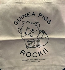 Guinea Pig Sanctuary Merch Tote Bag Tan Printed Rock Drummer Piggies Music Shopp
