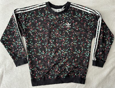 Adidas Womens Small Sweatshirt All Over Print AOP Floral Flowers