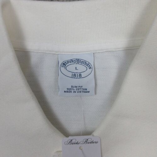 Brooks Brothers Polo Shirt Mens Large Off White Golden Fleece Sheep Logo Pique - Picture 4 of 11