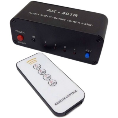 AK-401R Audio Switcher Audio Selector with IR Remote Control os67