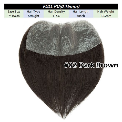 Forehed Topper Mens Toupee Human Hair Replacement System V-loop Super Thin Skin - Picture 24 of 48