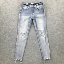 Vigoss Jeans Womens 27x27 Marley Skinny Light Blue Distressed Rock Grunge Fade