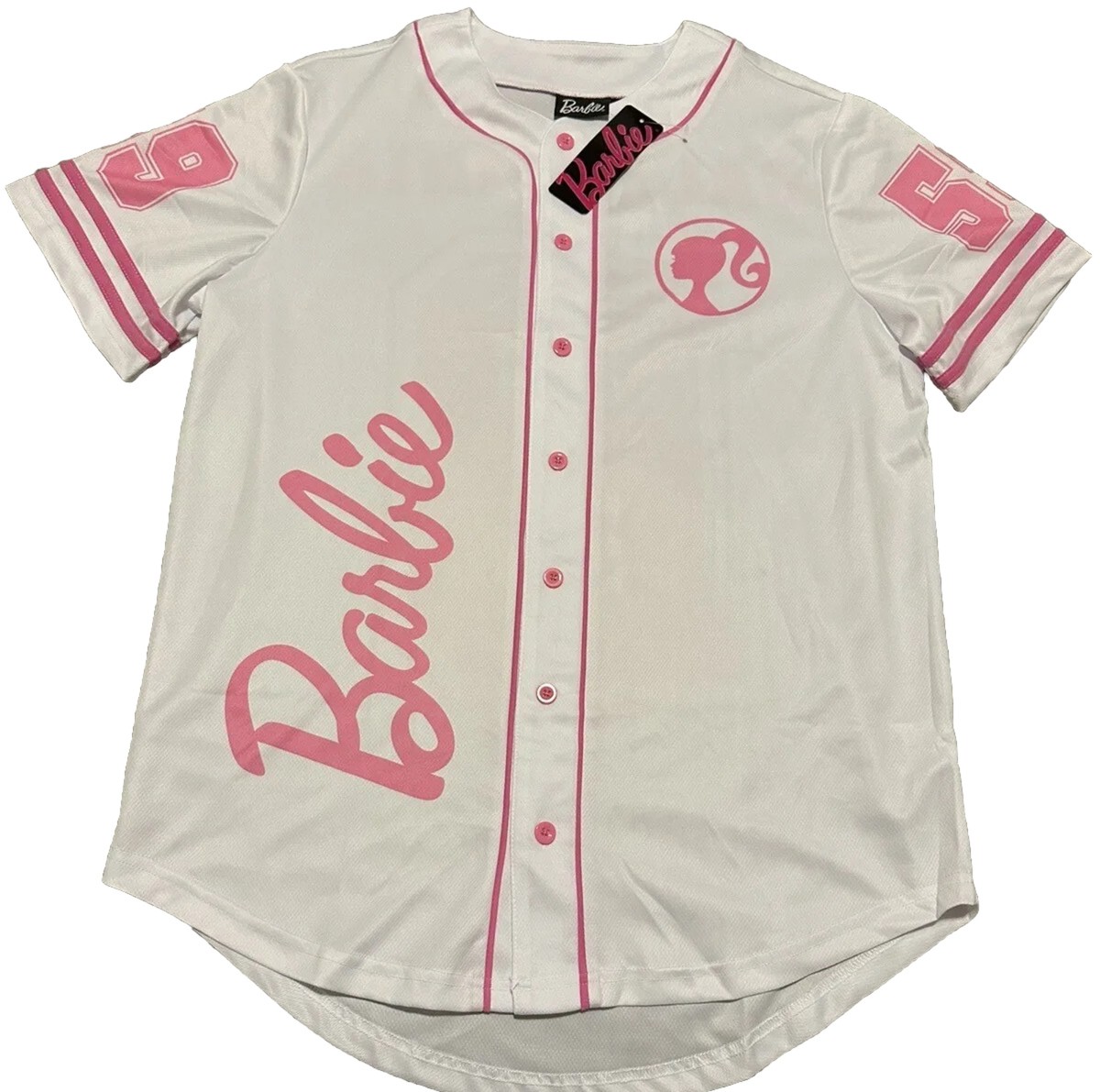 New California Barbie White Pink w/ Barbie Silhouette Baseball