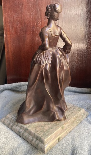 Vintage Bronze Oberfläche Metall Marmor Basis viktorianische Frau Kunstwerk Skulptur Figur - Bild 8 von 17