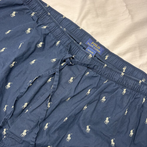 Polo Ralph Lauren Men Navy White Pony Logo Pattern Cotton Pajama Pants 4XL